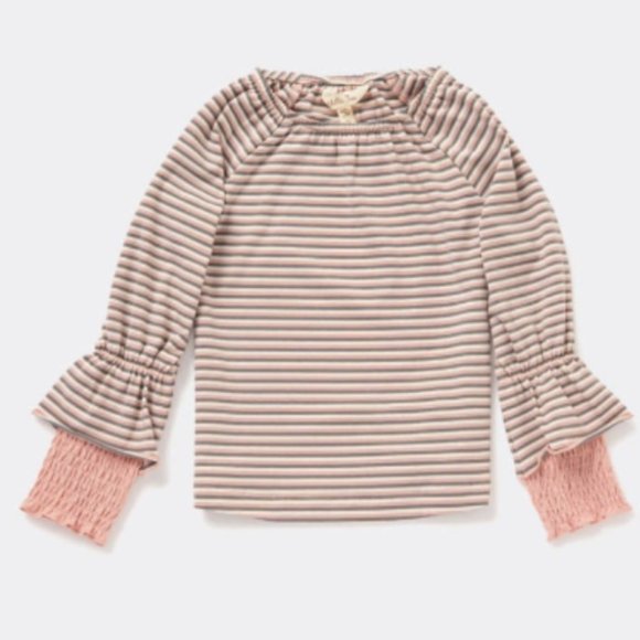 Matilda Jane Charlea Girls Multi-Stripe Top with Smocked Cuffs size 10 New - Picture 1 of 3